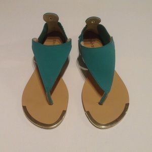 BAMBOO Macalen-16 Turquoise Gold rim Sandals